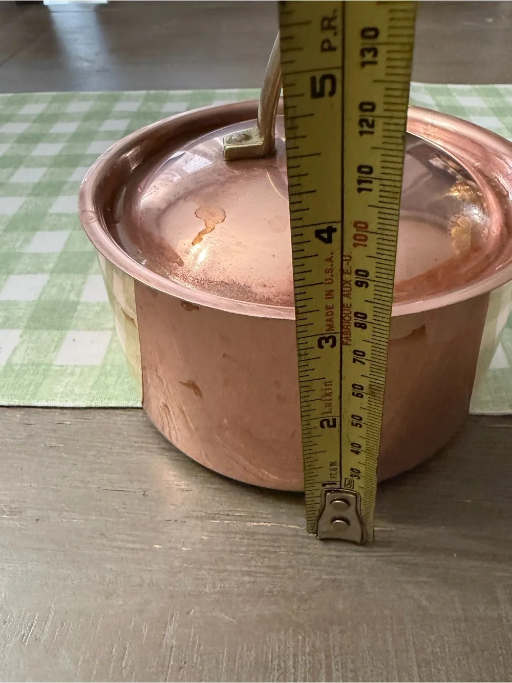 Vintage Paul Revere Copper Saucepan with Brass Handle and Lid - Copper Finish